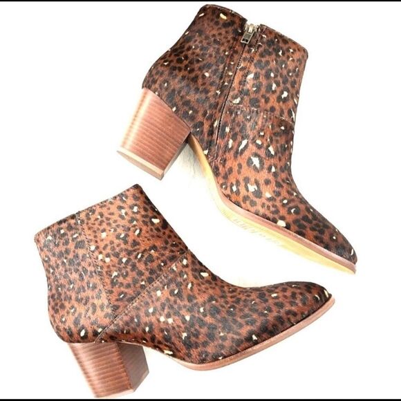 Madewell Rosie Ankle Boot in Painted Leopard Calf Hair Sz 6 - Picture 2 of 9